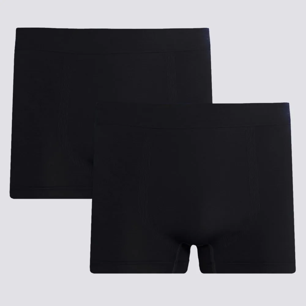 Kit 2 Cuecas Boxer Sem Costura em Poliamida Marc Alain Preto/Preto