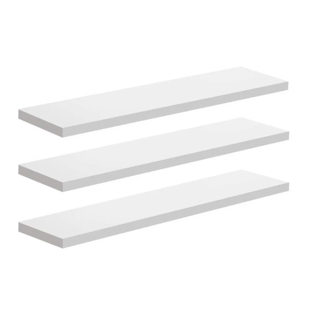 Kit 3 Prateleiras Brancas 1,5X10x40cm com Bucha Prat-K