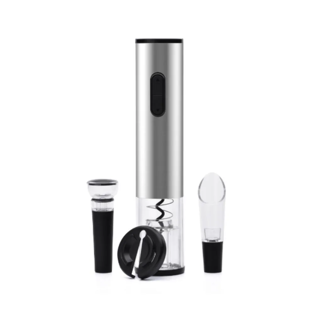 Kit Abridor de Vinho Elétrico 4 Peças - Prata