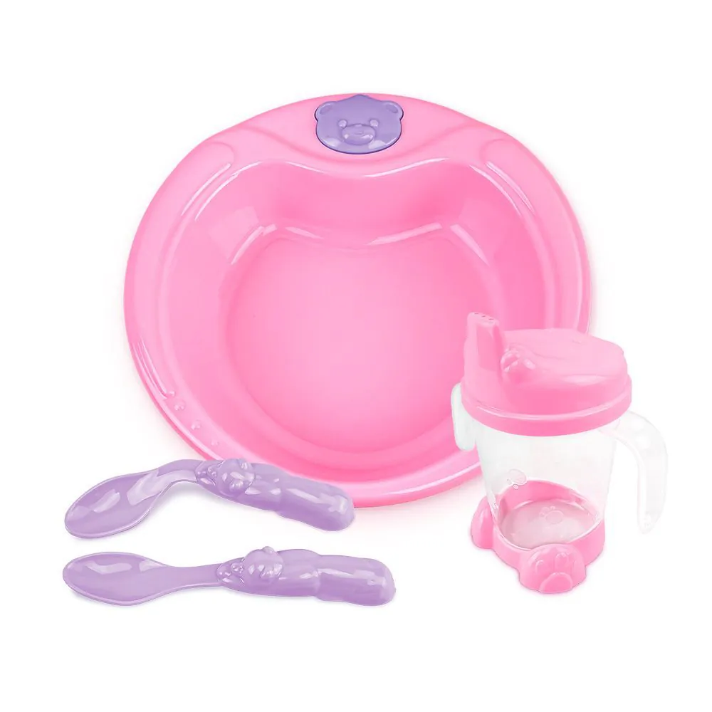 Kit Alimentação 4 Peças Baby - Rosa e Lilás