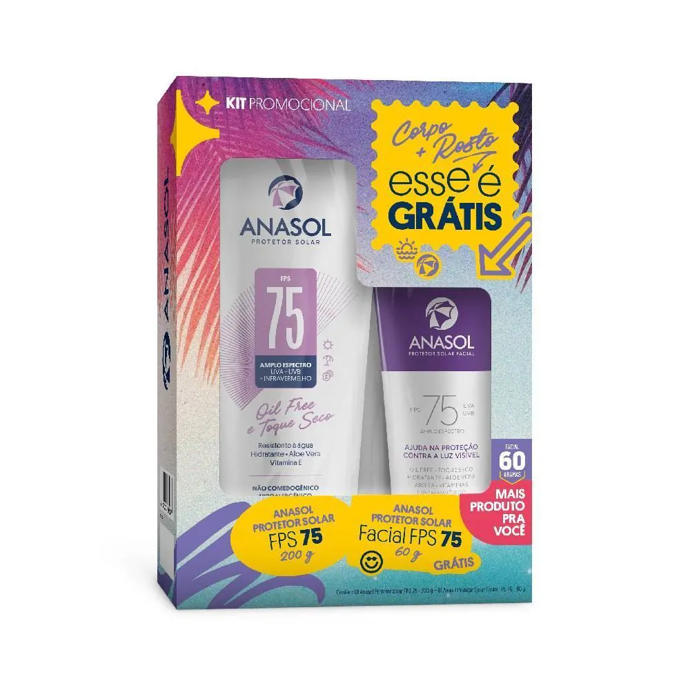 Kit Anasol Protetor Solar Fps 75 200G + Protetor Solar Facial 75 Fps 60G - Anasol