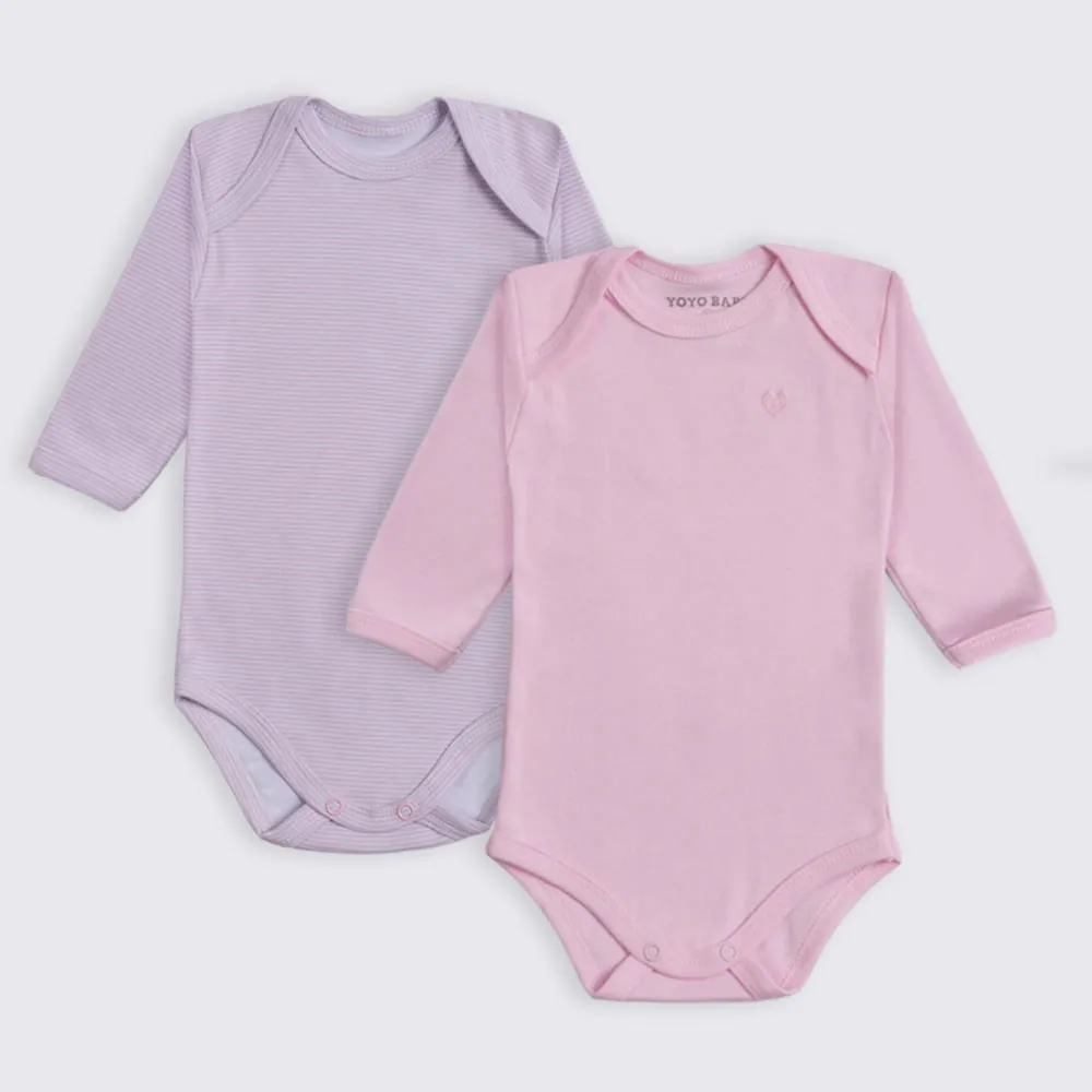 Kit Body Menina 2 Peças RN a 9 Meses Yoyo Baby Rosa Bb