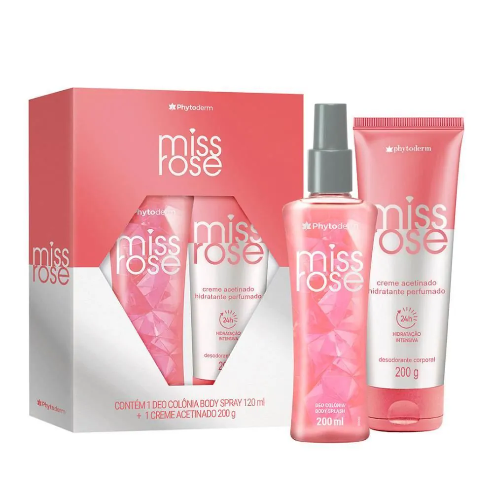 Kit Body Splash e Hidratante Acetinado Miss Rose Phytoderm - Feminino