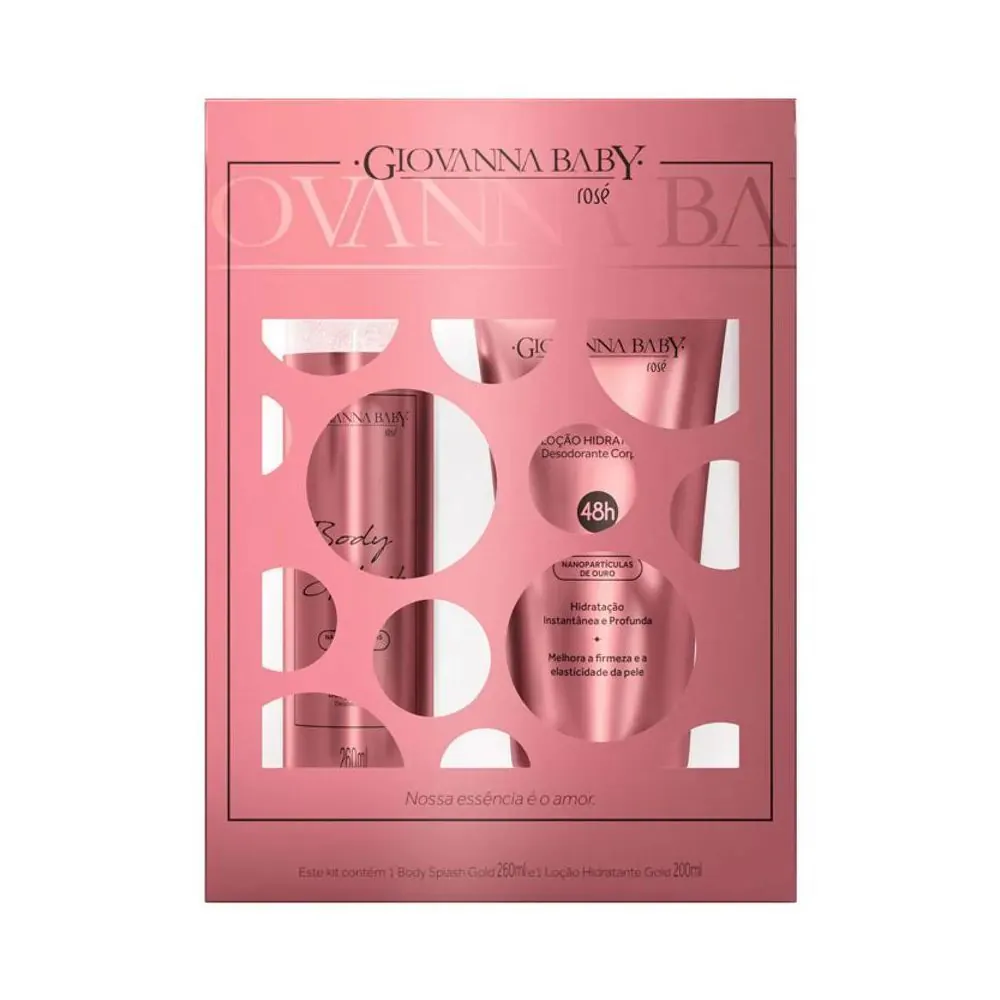 Kit Body Splash e Loção Hidratante Giovanna Baby - Rose