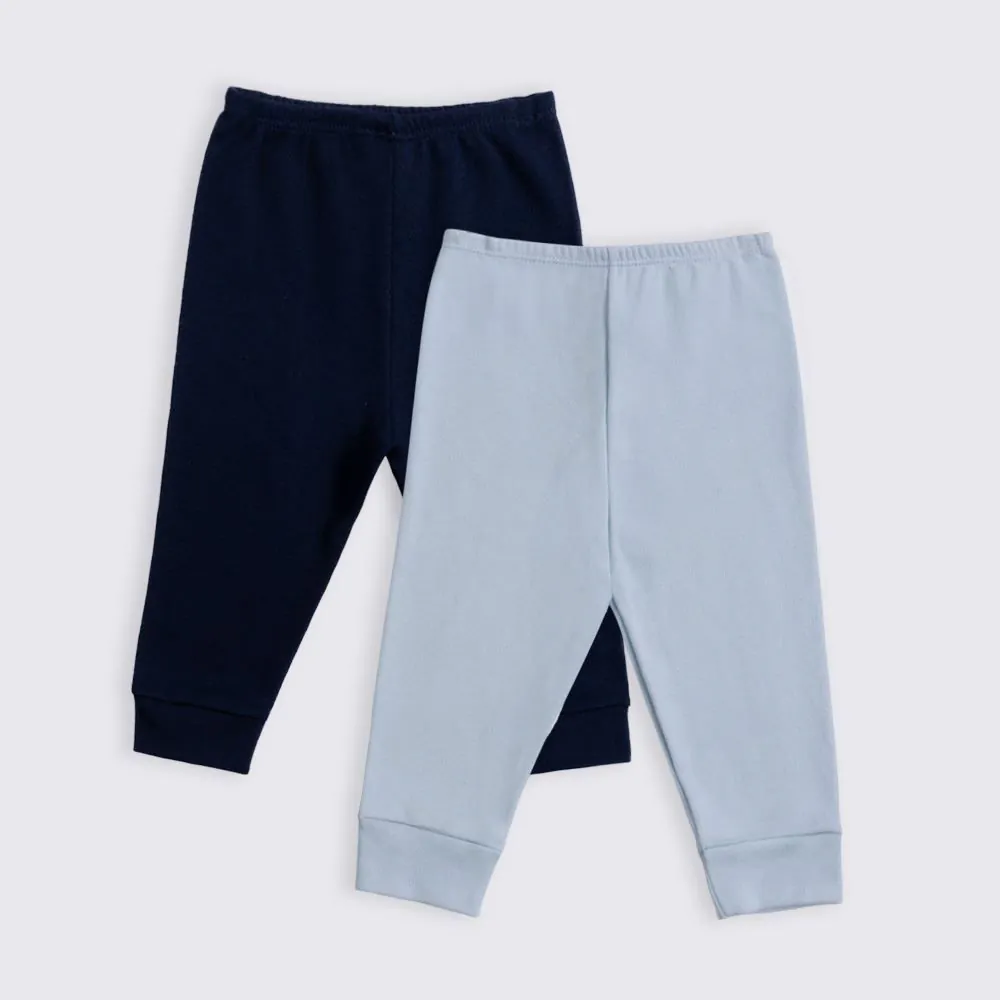 Kit Calça Menino 2 Peças RN a 9 Meses Yoyo Baby Azul Claro/Marinho