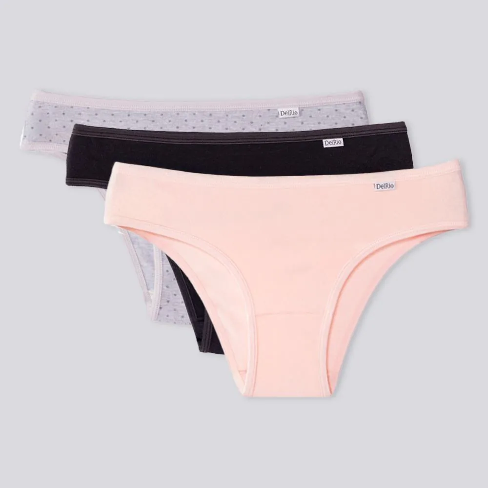 Kit Calcinha de Algodão DelRio com 3 Unidades K19