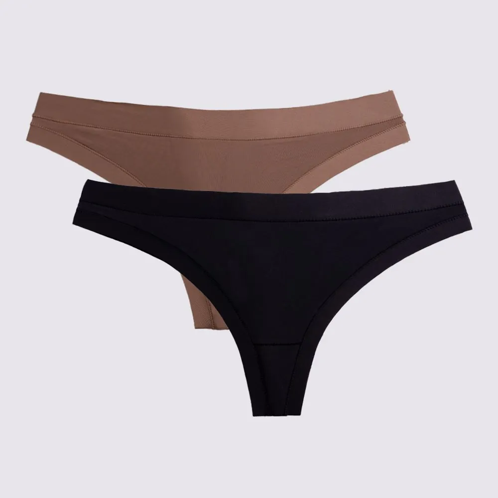 Kit Calcinha Fio Sensitive com 2 Unidades DelRio Capuccino/Pto