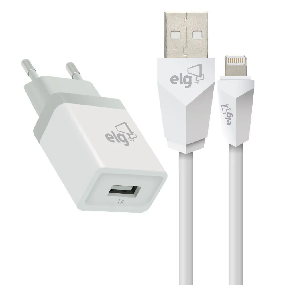 Kit Carregador Parede Universal Lightning 1M Elg Recarga Sincronização