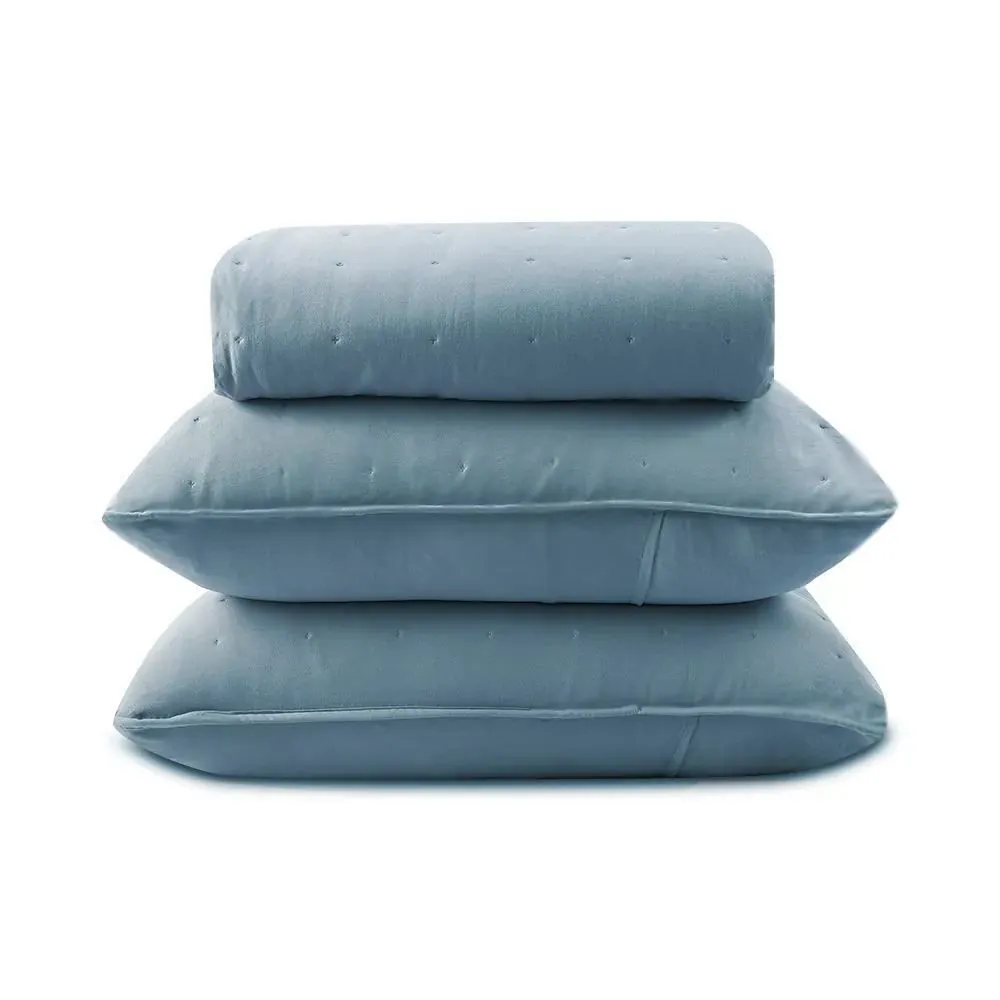 Kit Colcha Casal 100% Poliéster Elegance 3 pçs - Azul