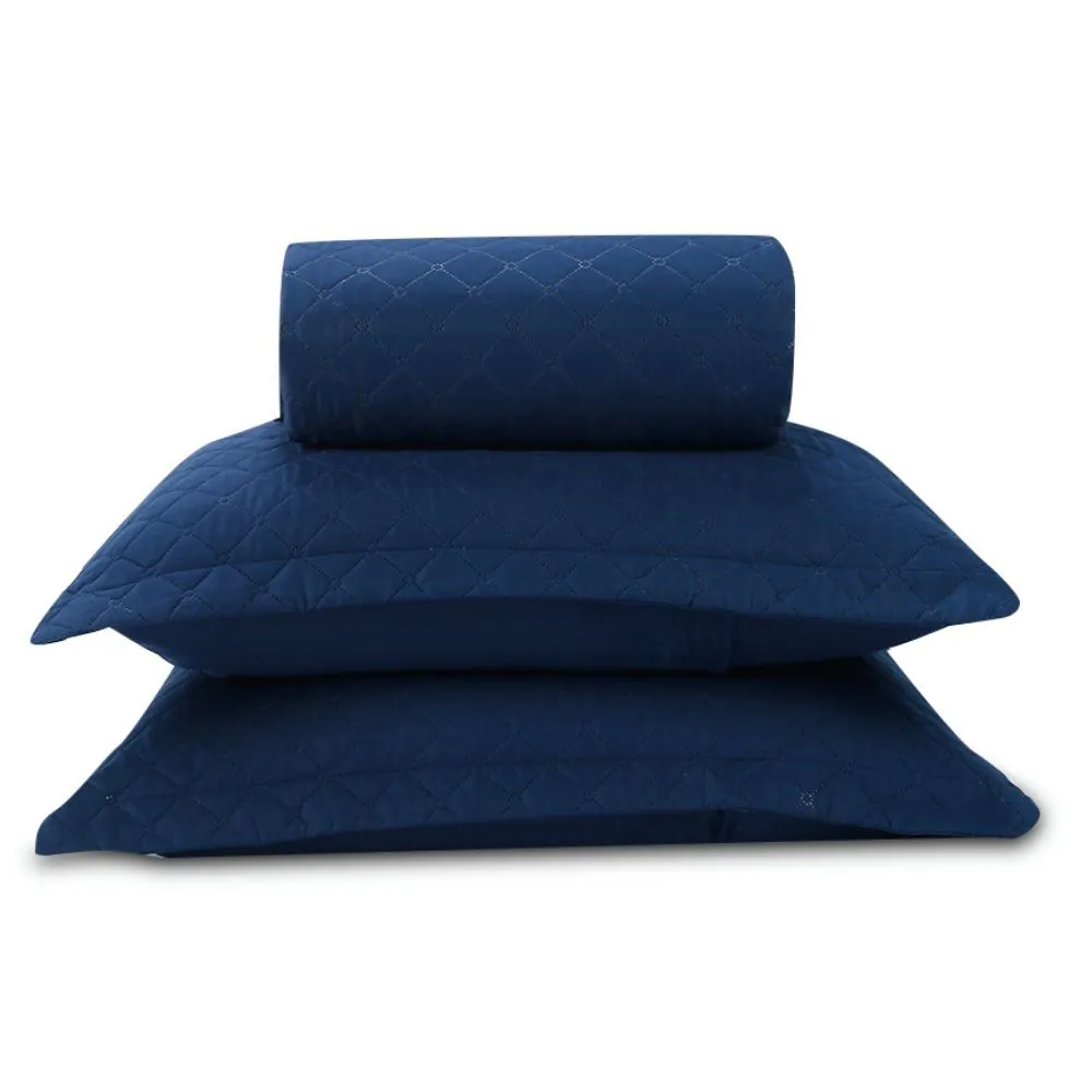 Kit Colcha Casal Lisa Versalhes/Napoli 3 Peças - Midnight Blue