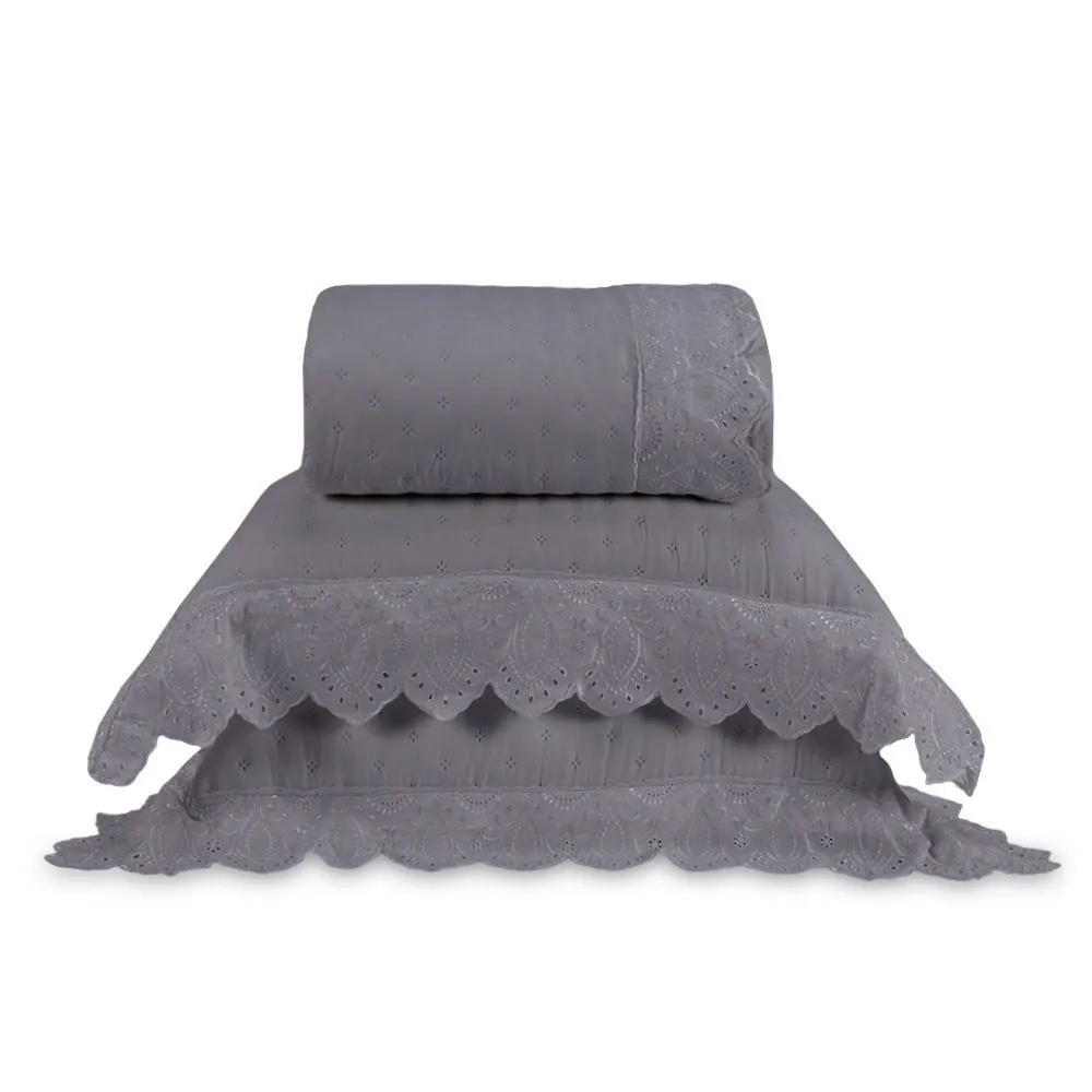 Kit Colcha Casal 3 Peças Imperial - Cinza