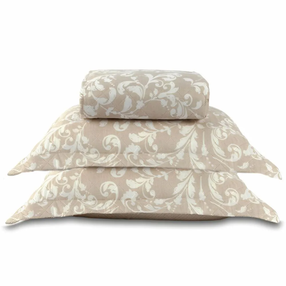 Kit Colcha Casal Estampada Versalhes/Napoli 3 Peças - Ornamental Bege