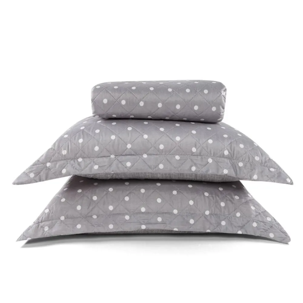Kit Colcha Casal Poá Versalhes/Napoli 3 pçs - Cinza Amianto