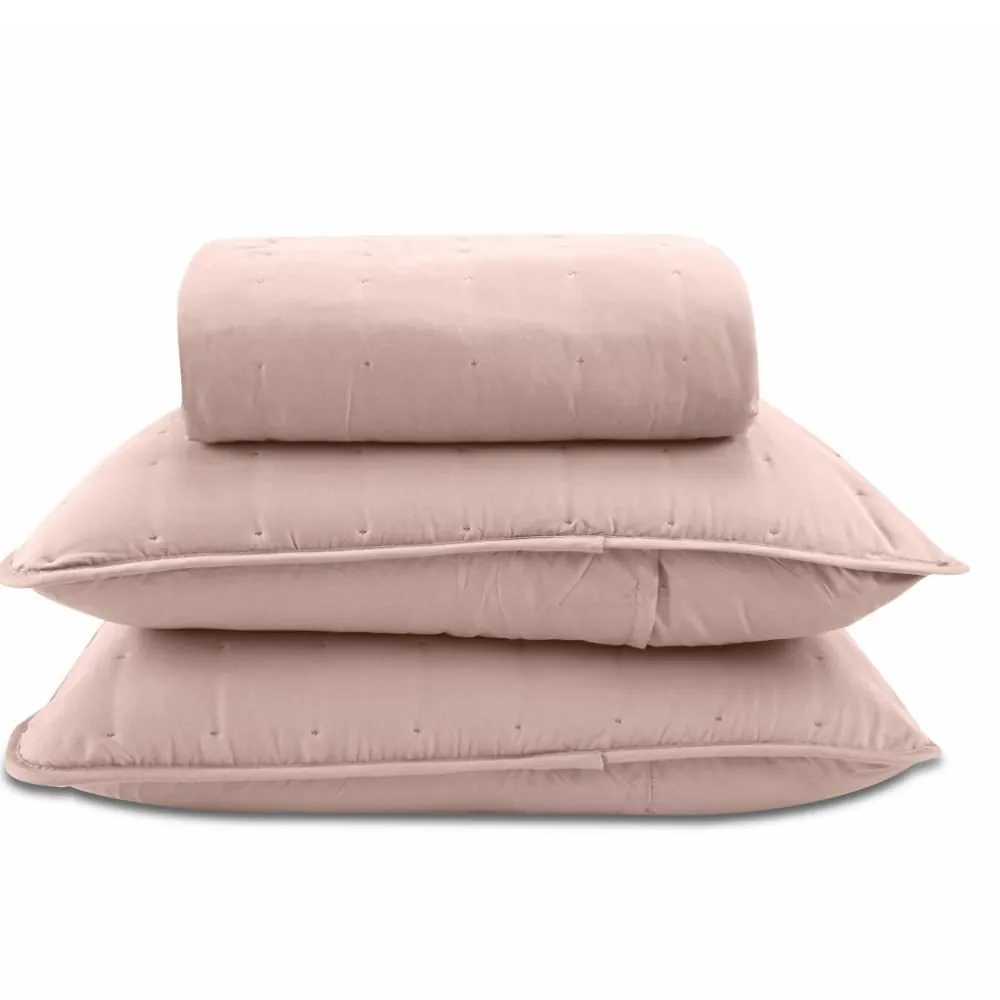 Kit Colcha King 100% Poliéster Elegance 3 pçs - Rosa