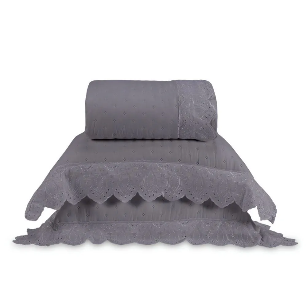 Kit Colcha King 3 Peças Imperial - Cinza