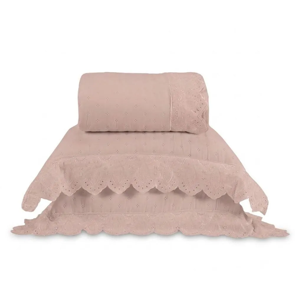 Kit Colcha King 3 Peças Imperial - Rosa