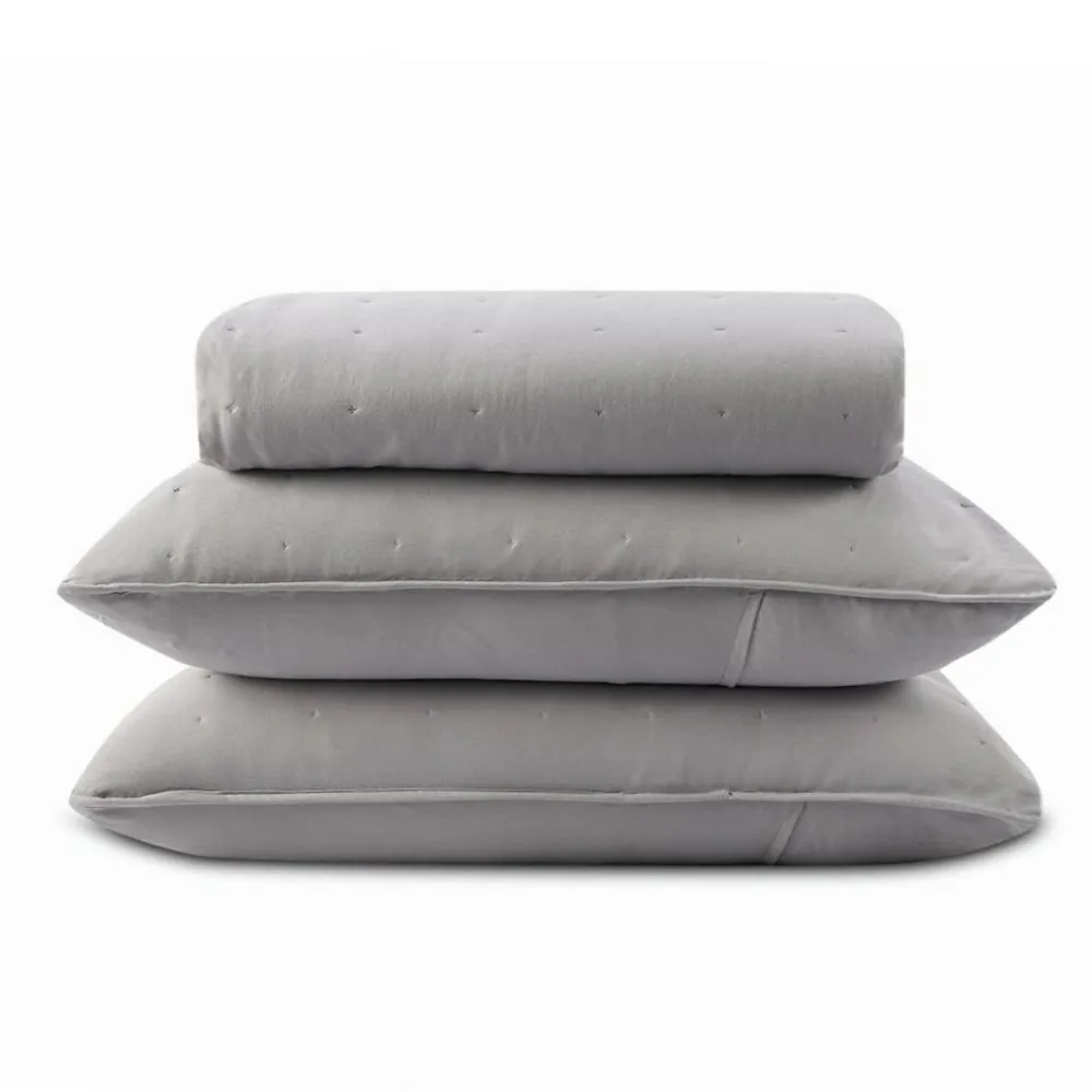 Kit Colcha King Elegance 3 pçs - Cinza