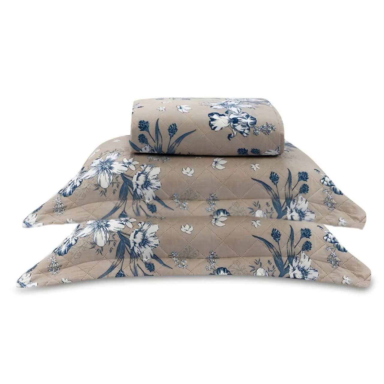 Kit Colcha King Estampada Versalhes/Napoli 3 Peças - Azul Linho