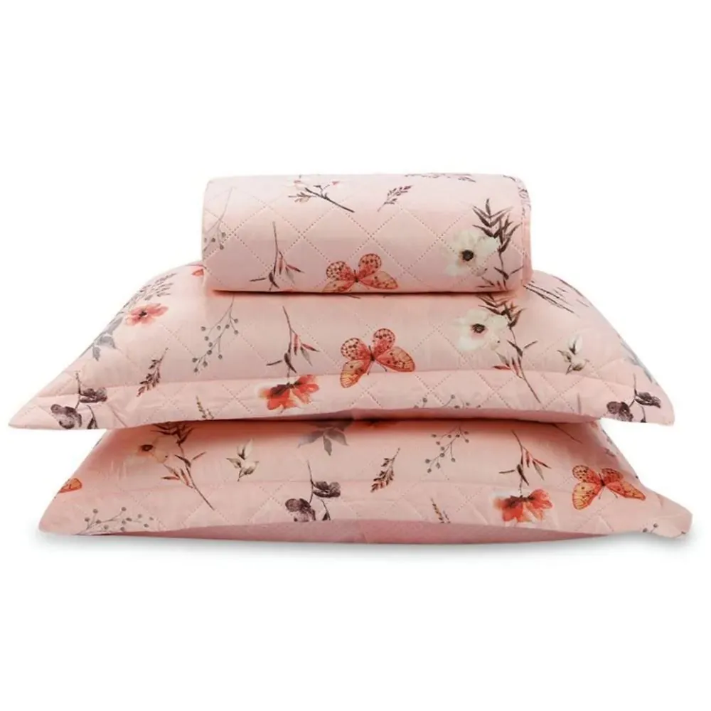 Kit Colcha King Estampada Versalhes/Napoli 3 Peças - Borboleta Rose