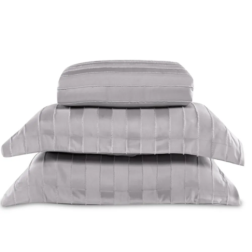 Kit Colcha Queen 100% Poliéster Lisa Premier 3 pçs - Cinza