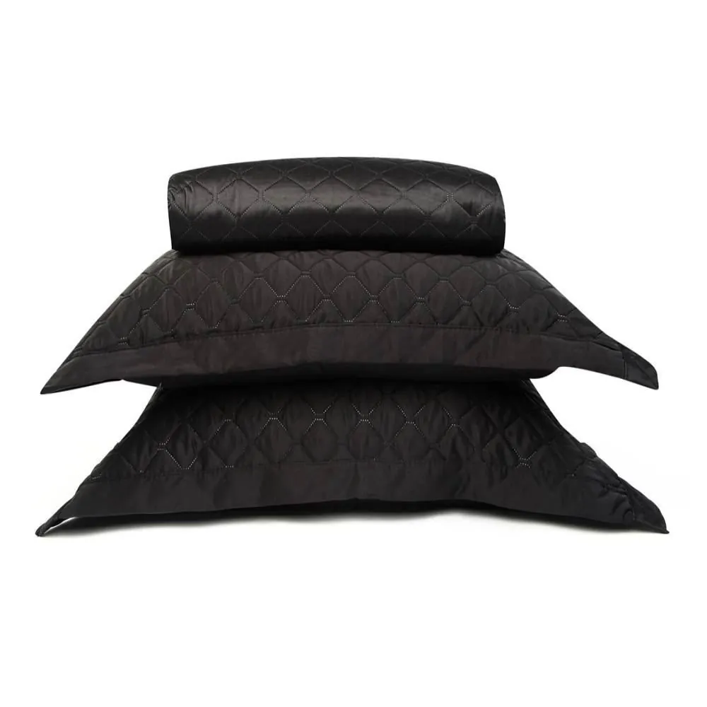 Kit Colcha Queen 100% Poliéster 3 pçs - Preto