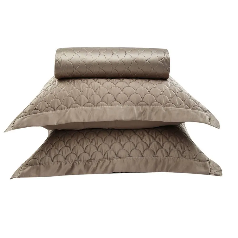 Kit Colcha Queen 100% Poliéster 3 pçs - Taupe