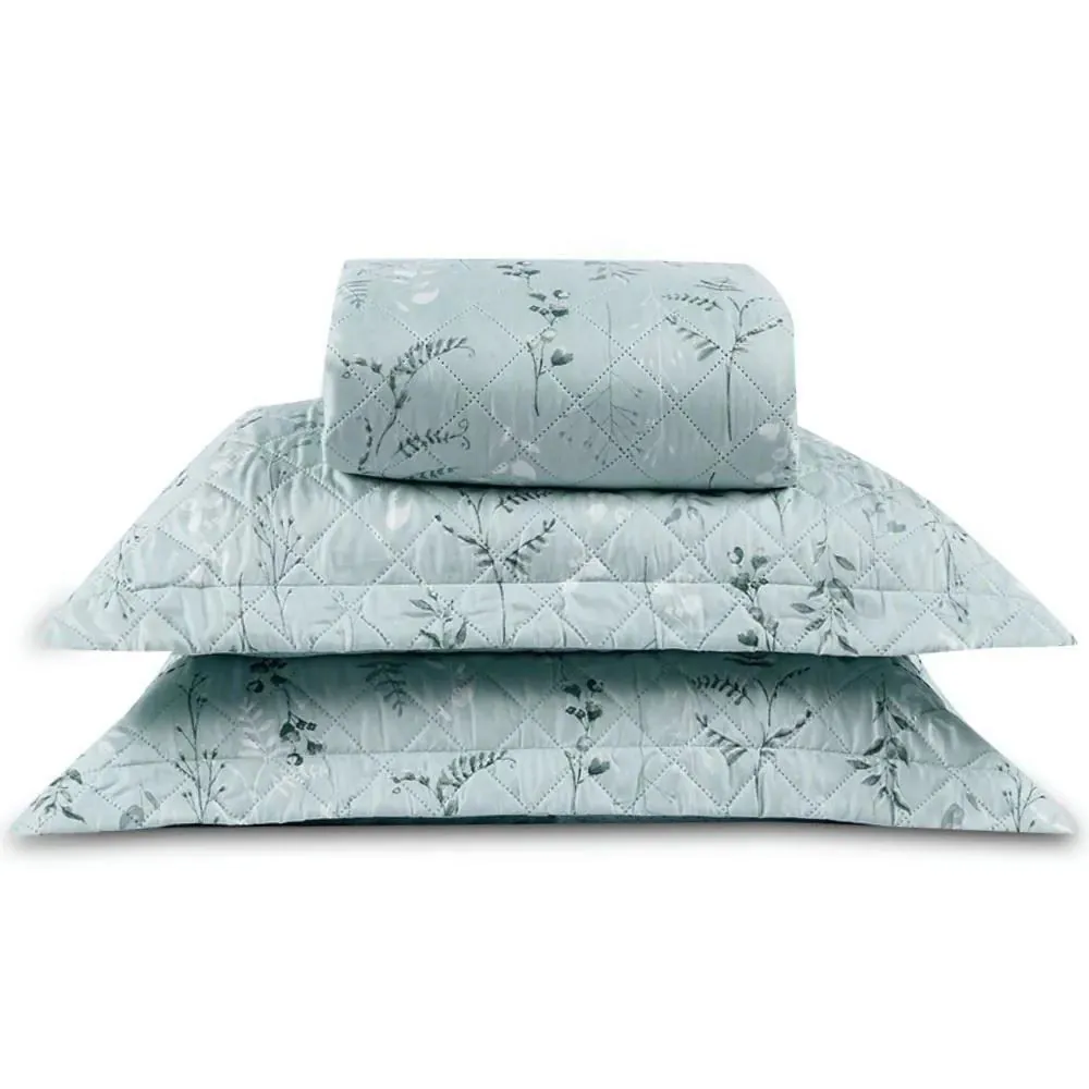 Kit Colcha Queen Estampada Versalhes/Napoli 3 Peças - Folhagens Verde