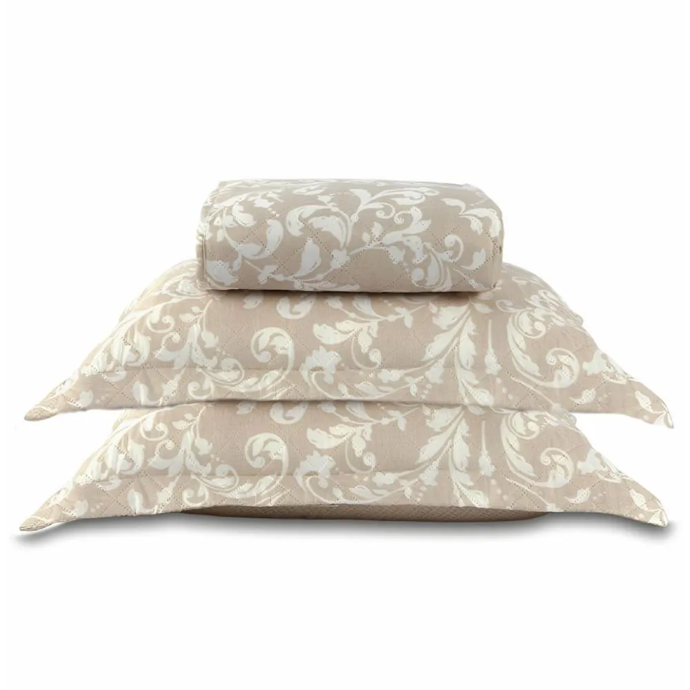 Kit Colcha Queen Estampada Versalhes/Napoli 3 Peças - Ornamental Bege