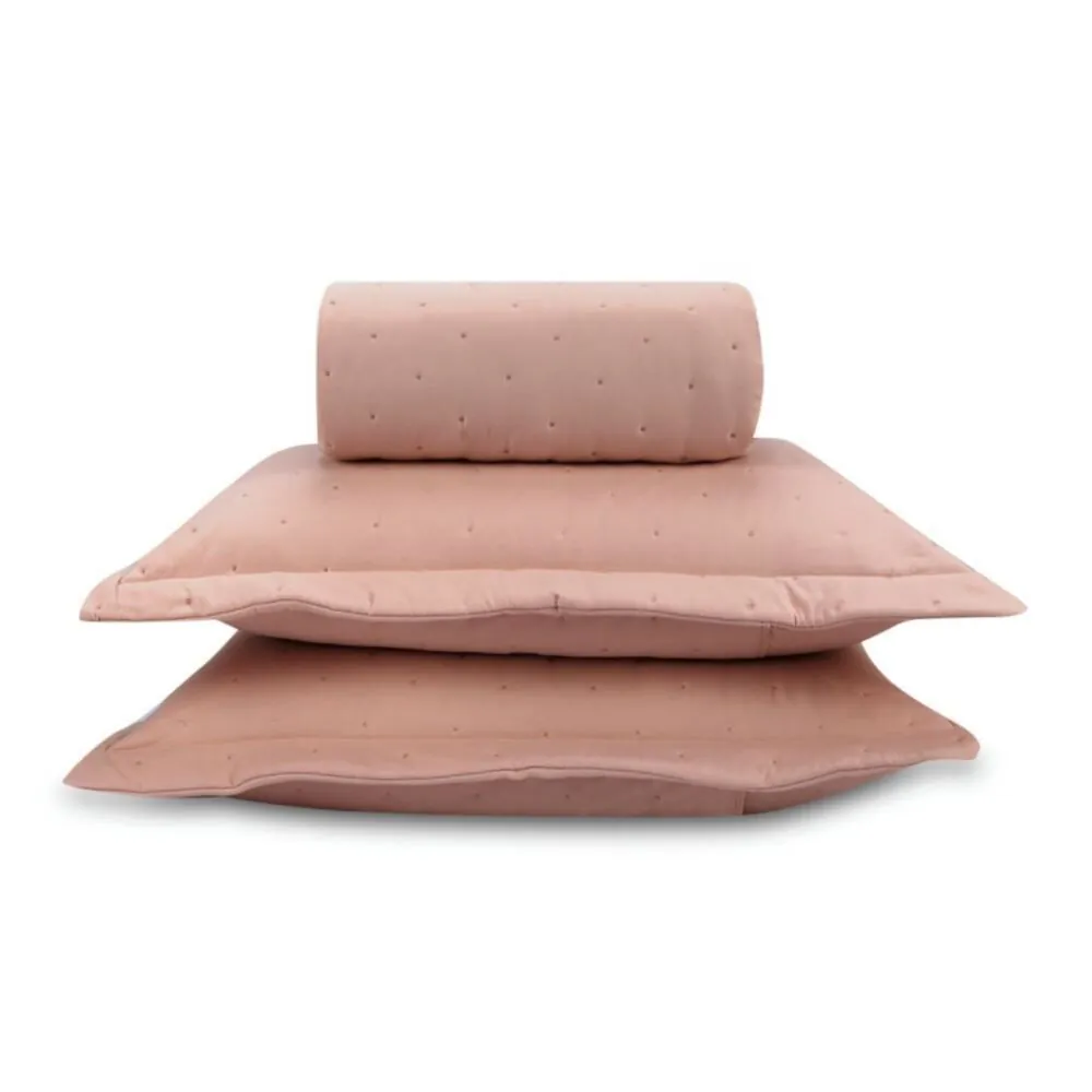 Kit Colcha Queen Requinte 3 Peças - Rosa Tule