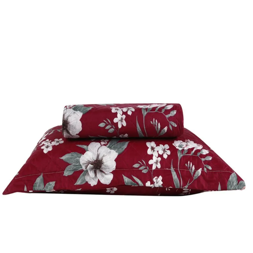 Kit Colcha Solteiro Estampada Versalhes/Napoli 2 Peças - Toscana Vinho Floral