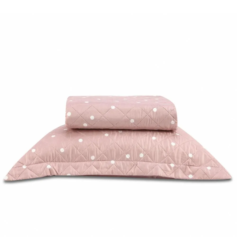 Kit Colcha Solteiro Poá Versalhes/Napoli- 2 pçs - Rosa Palido