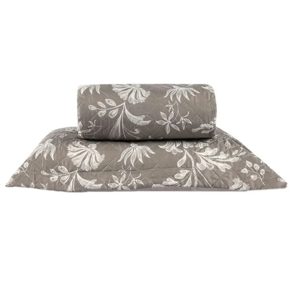Kit Colcha Solteiro Versalhes/Napoli Estampada 2 pçs - Floral Taupe