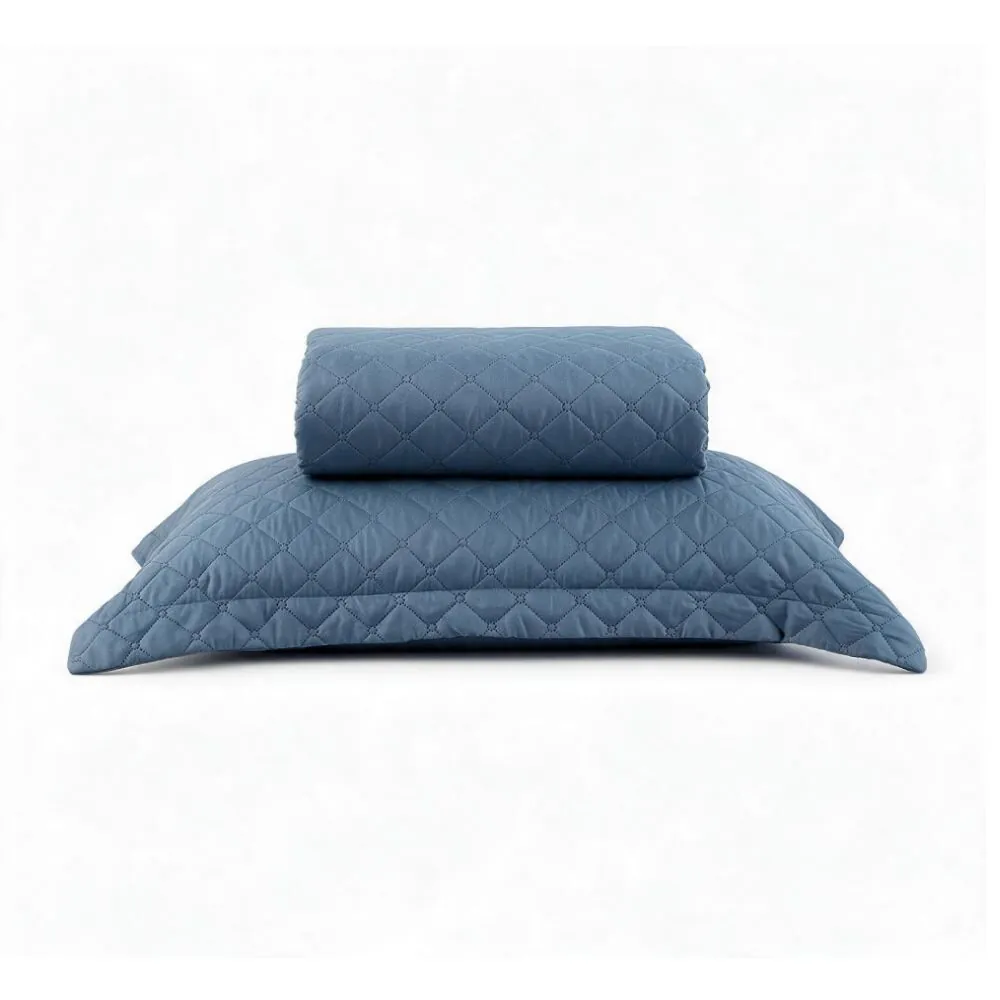 Kit Colcha Solteiro Versalhes/Napoli Lisa 2 pçs - Azul
