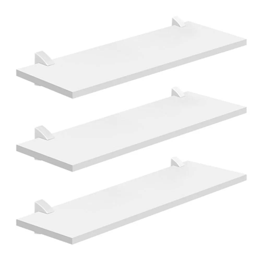 Kit com 3 Prateleiras com Suporte 20X60 cm Prat-K - Branco