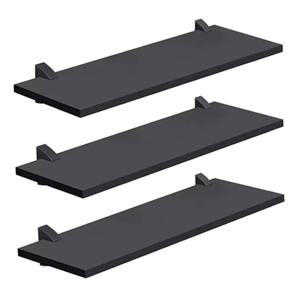 Kit com 3 Prateleiras com Suporte 20X60 cm Prat-K - Preto