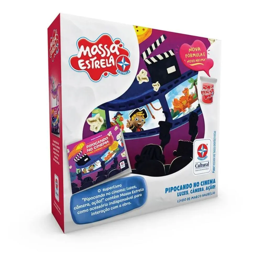 Kit com Livro e Acessórios Massinha Pipocando Estrela - Diversos