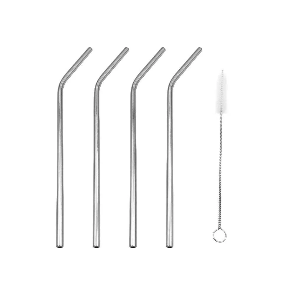 Kit de Canudos com Escova 5 Peças - Aço inox