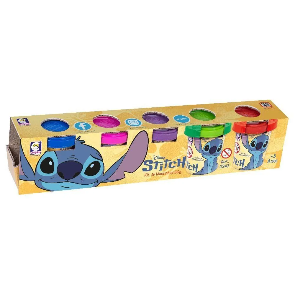 Kit de Massinhas do Stitch com 5 Potinhos de 50G Cotiplás - 2844