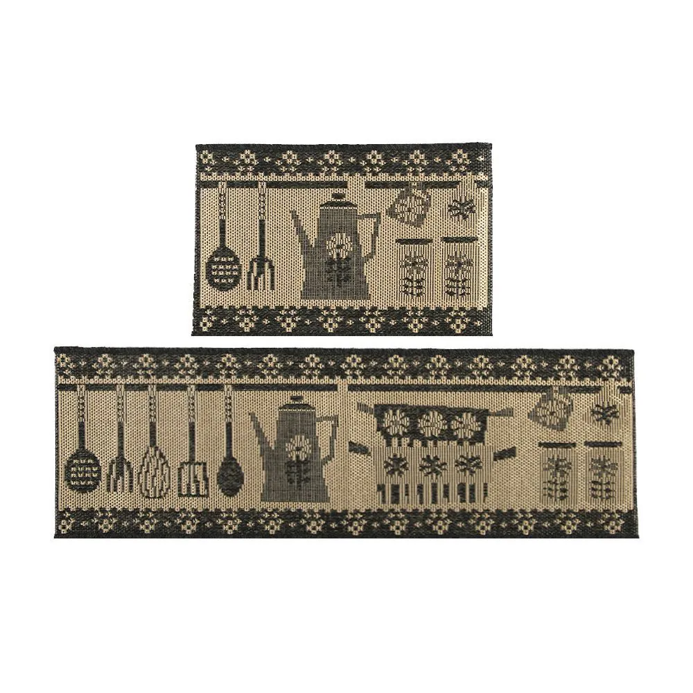 Kit de Tapetes para Cozinha Sisal 2 Peças - Chumbo