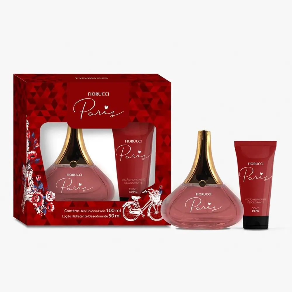 Kit Deo Colônia Paris 100Ml e Loção Hidratante 50Ml - Fiorucci