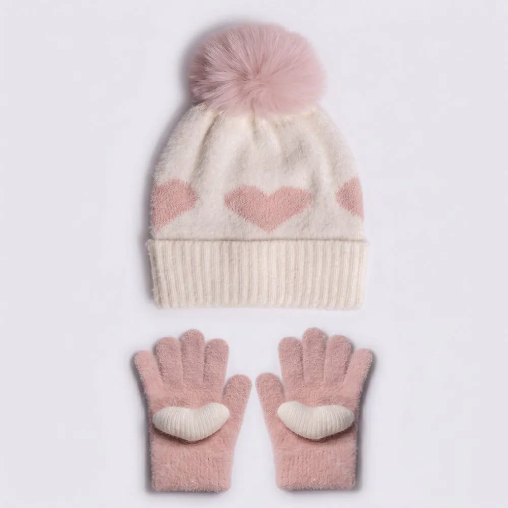 Kit Gorro e Luva Infantil Menina Yoyo Kids - Off White U