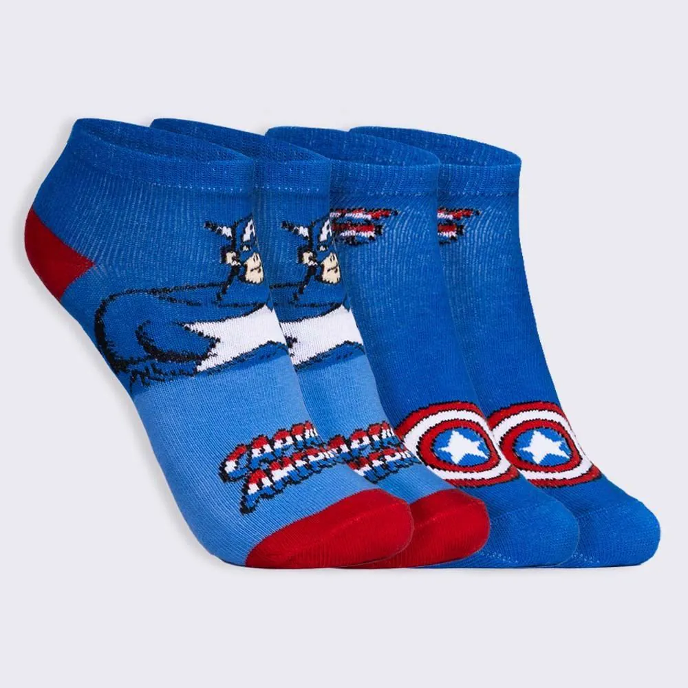 Kit Meia 2 Pares Cano Curto Capitão América Marvel