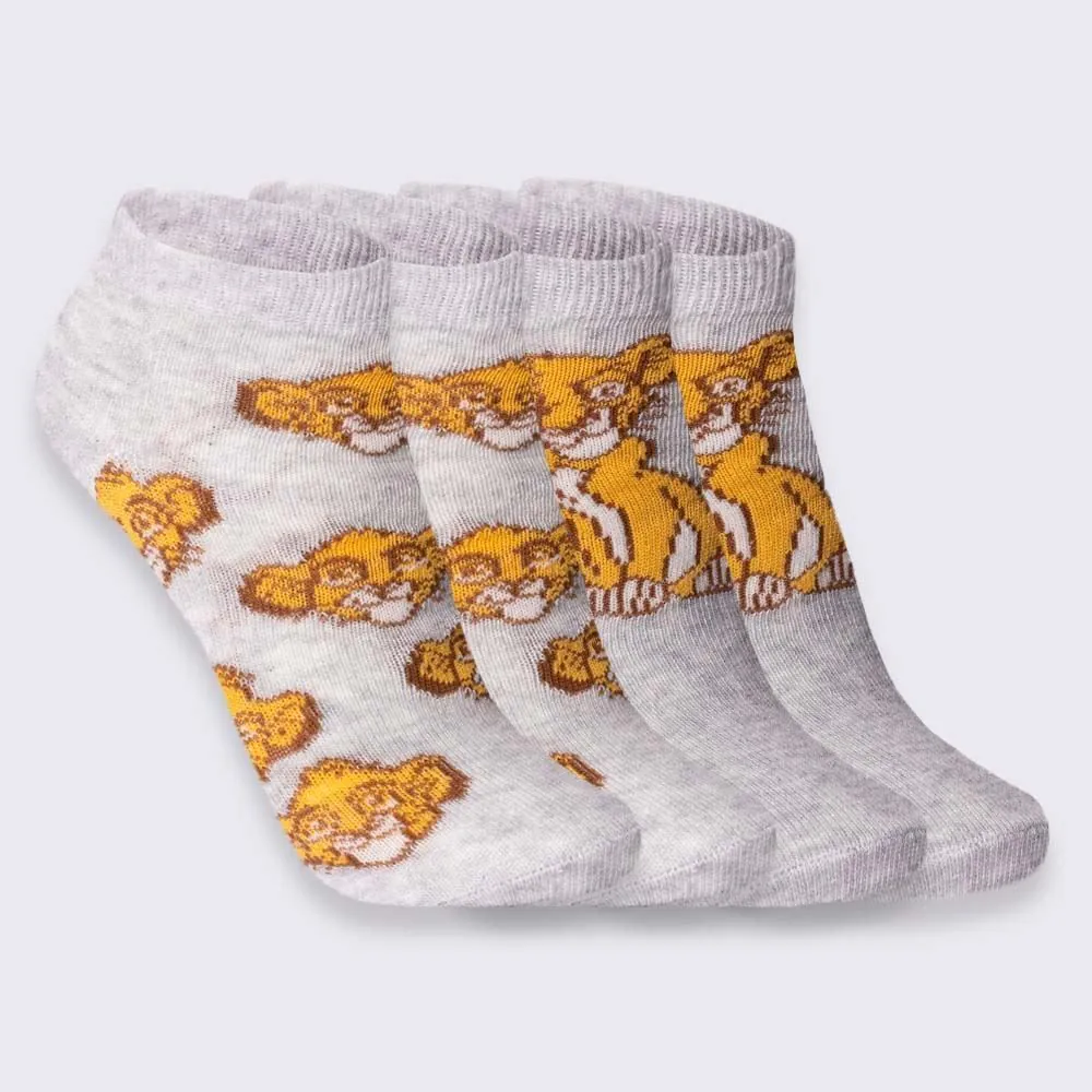 Kit Meia Infantil com 2 Pares Cano Curto Simba Disney Cinza