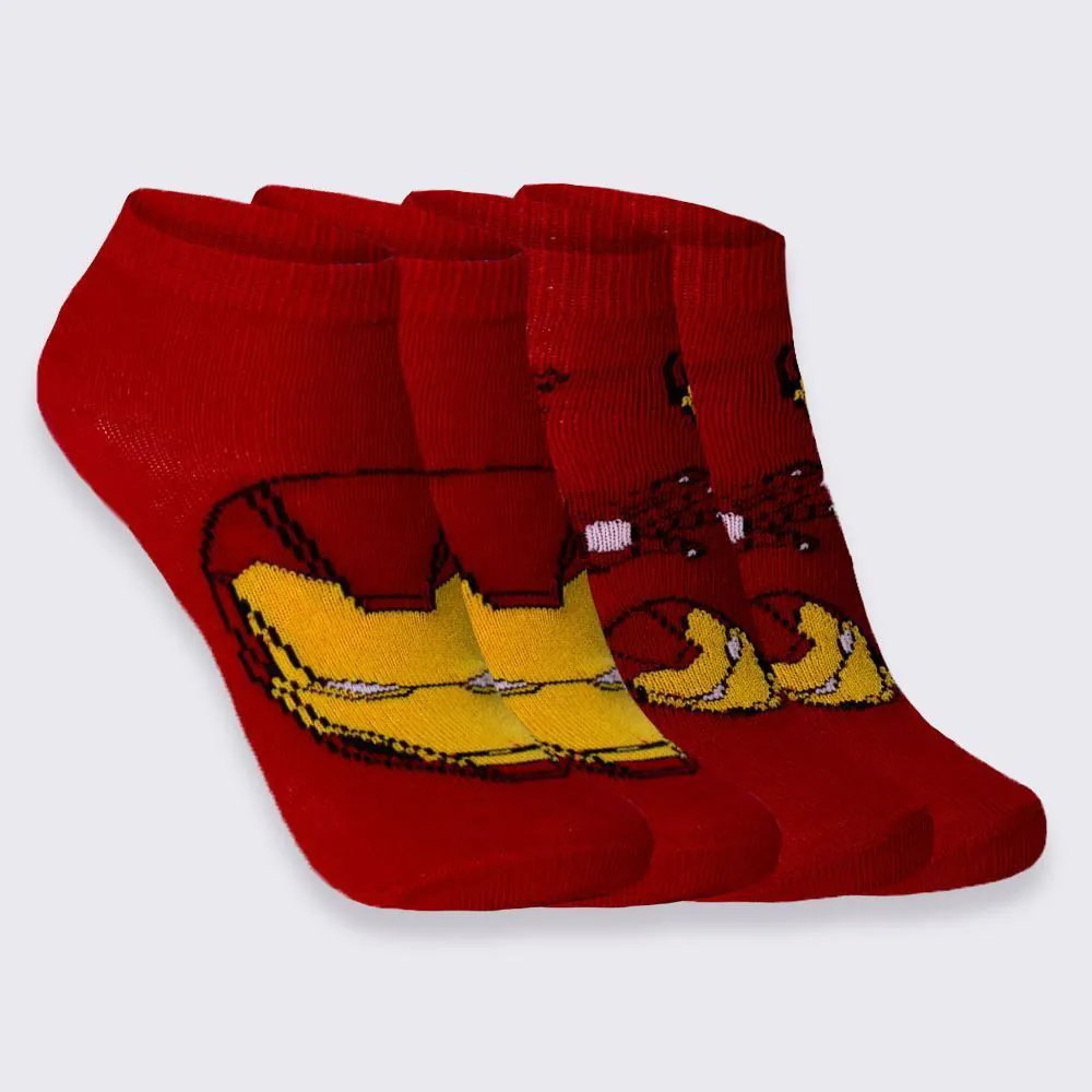 Kit Meia Infantil com 2 Pares Cano Curto Homem de Ferro Marvel Vermelho