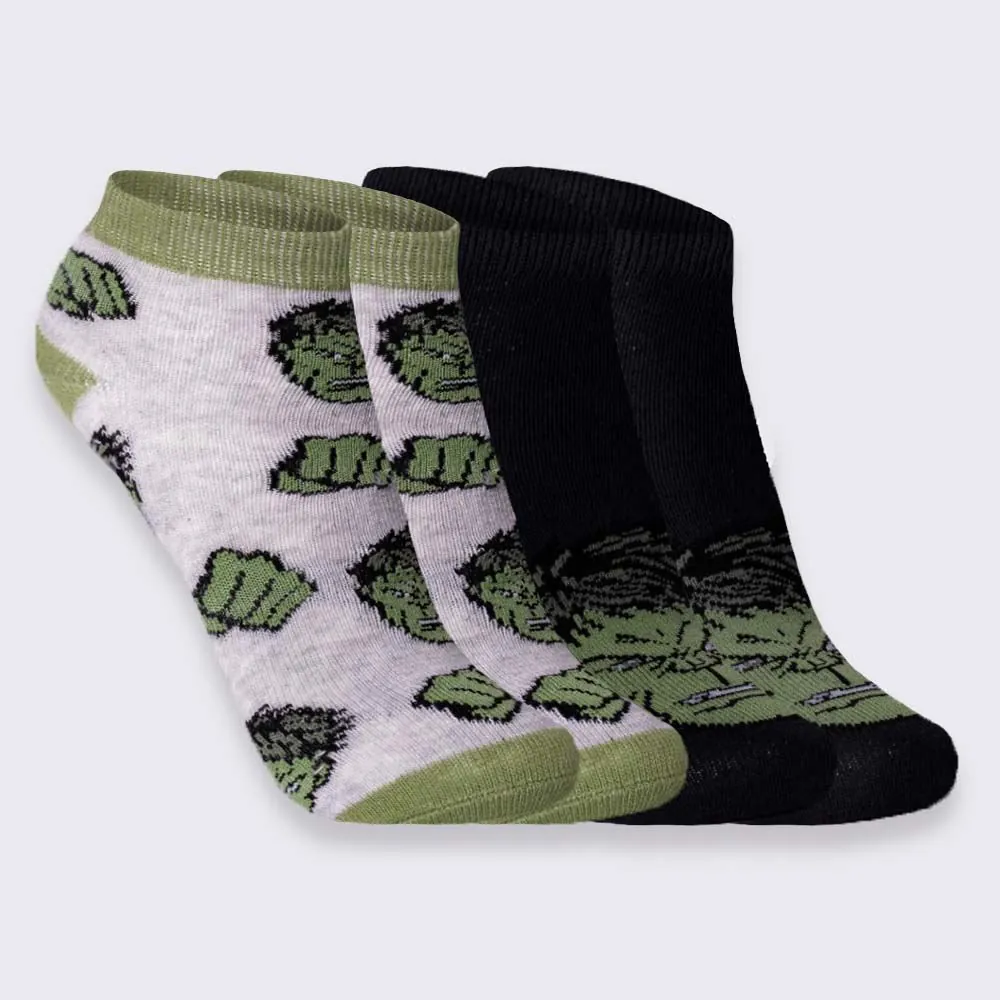 Kit Meia Infantil com 2 Pares Cano Curto Hulk Marvel Cinza
