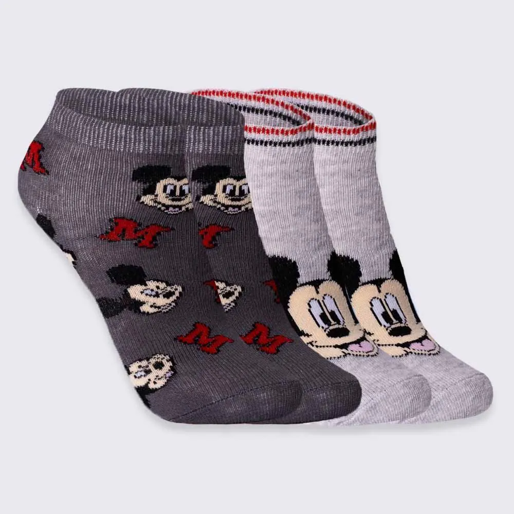 Kit Meia Infantil com 2 Pares Cano Curto Mickey Disney Cinza
