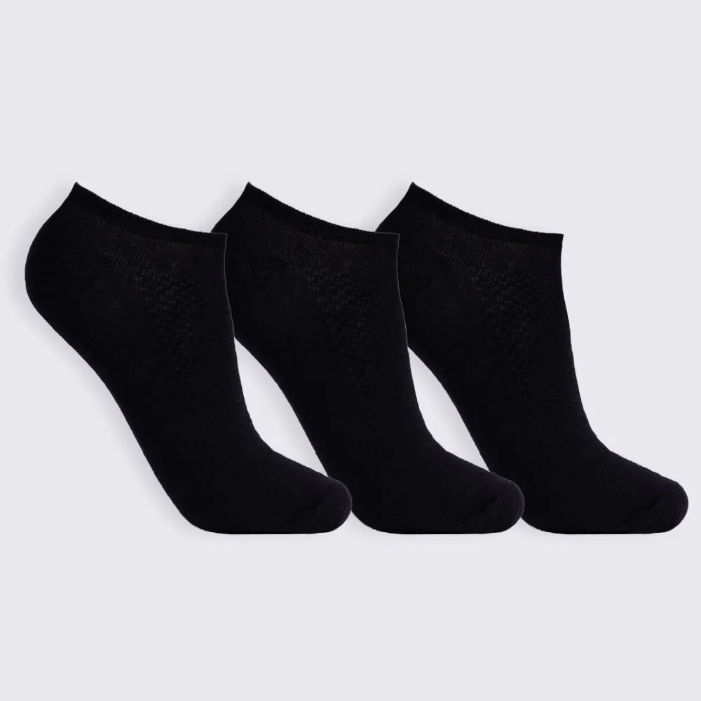 Kit Meia Juvenil 3 Pares Cano Invisível Hot Dog - Preto 34/38