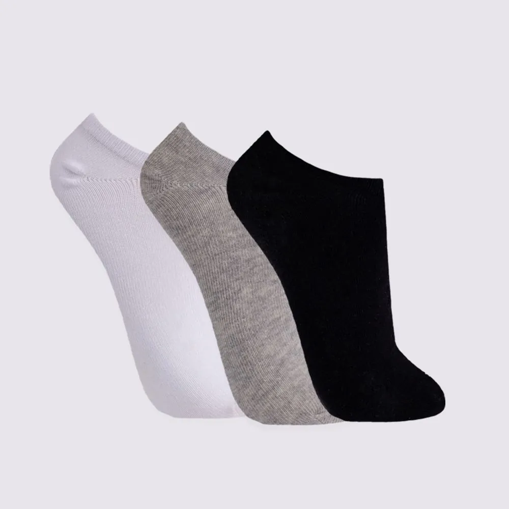 Kit Meia Masculina com 3 Pares Cano Invisível Risk Bco/Msc/Pto