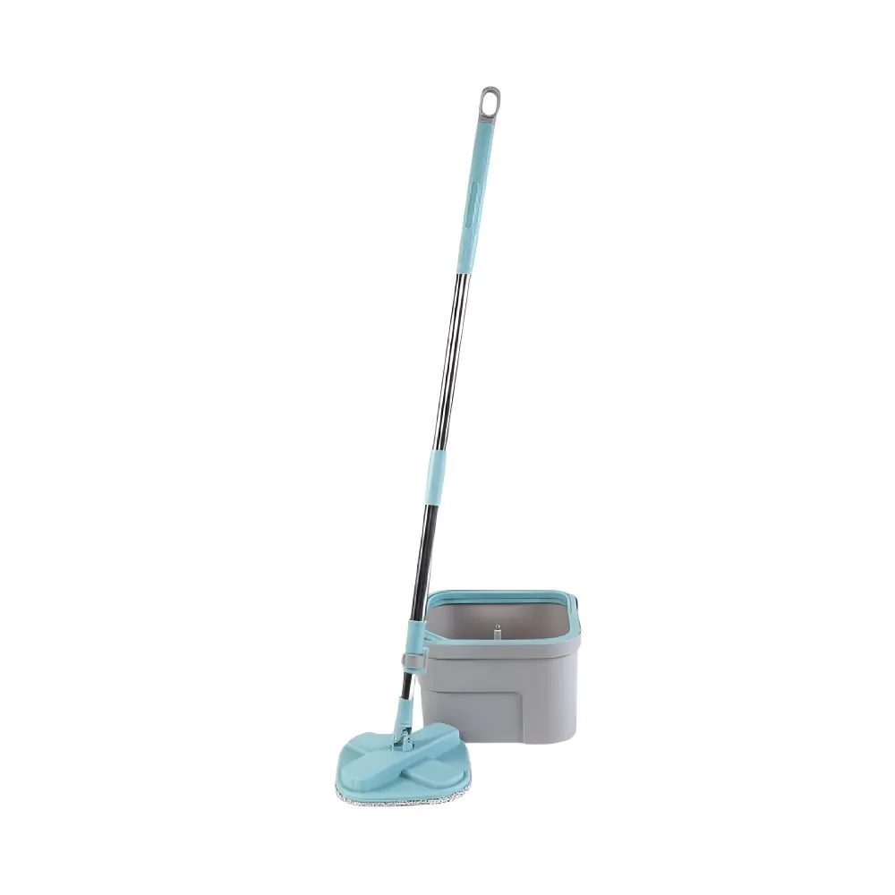 Kit Mop com Centrífuga Quadrado 3 Peças - Cinza e Azul