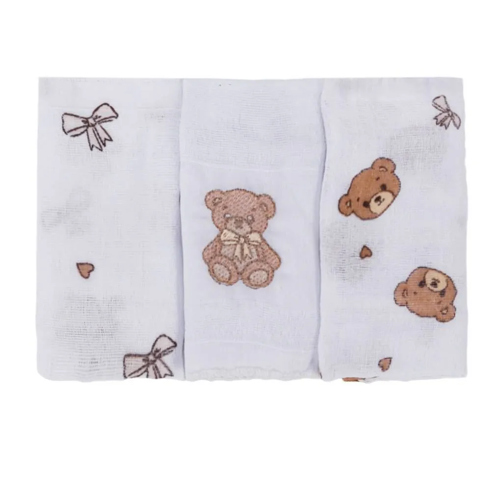 Kit Pano de Boca 3 Peças Prime Baby - Urso Bege